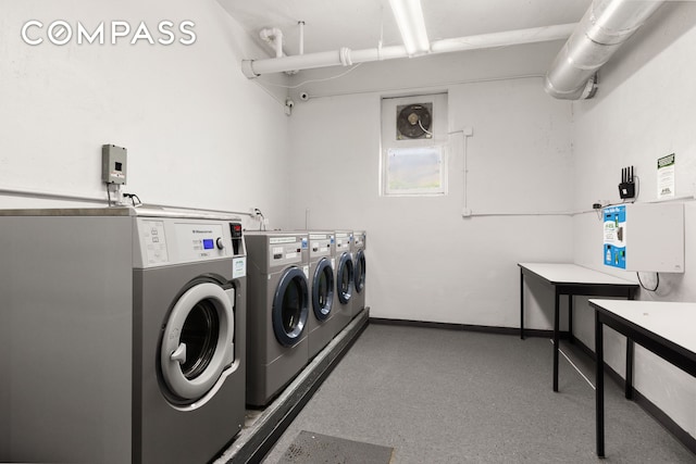 495 E 7th St Unit 2F, New York City, NY 11218 - shared laundry room featuring independent washer and dryer and baseboards