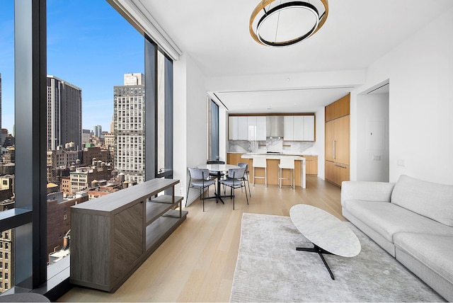 277 5th Ave Unit 25D, New York City, NY 10016 - living area featuring light wood-style floors and a city view