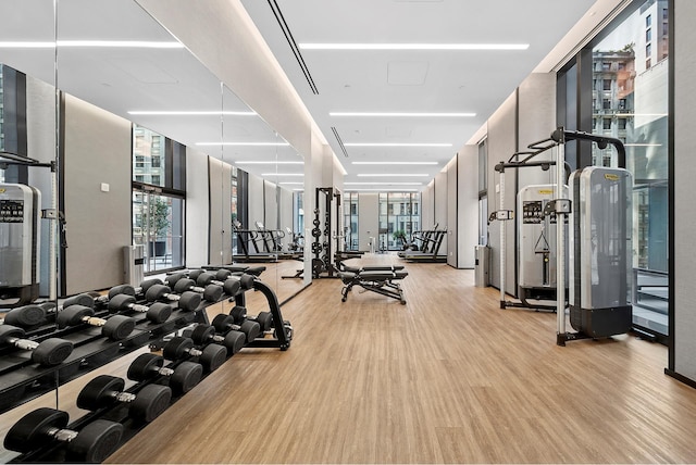 277 5th Ave Unit 25D, New York City, NY 10016 - workout area with wood finished floors, plenty of natural light, and floor to ceiling windows