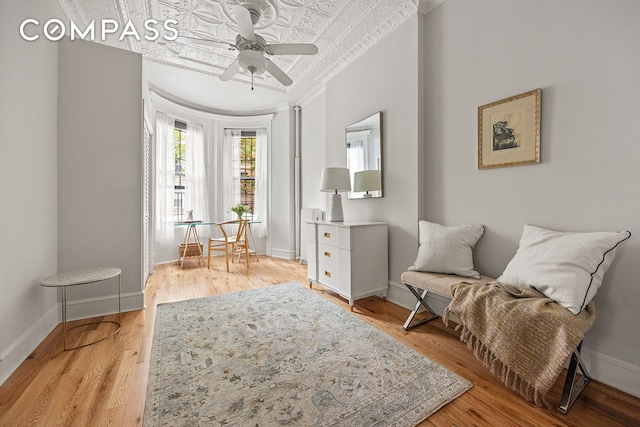 162 Garfield Pl Unit 1L, New York City, NY 11215 - living area with ceiling fan, light wood-style flooring, and an ornate ceiling