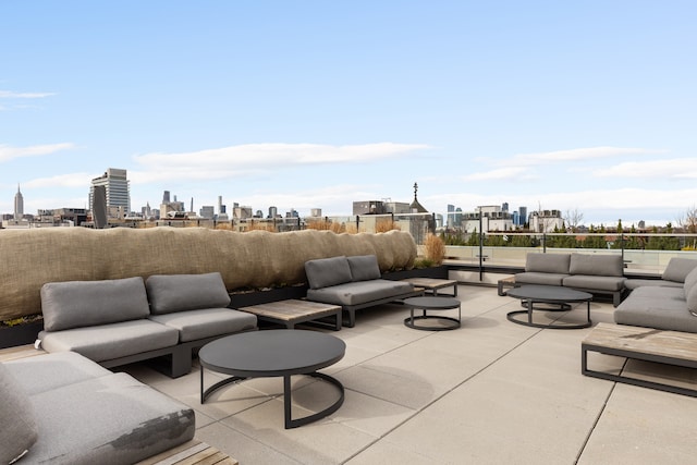 215 N 10th St Unit 4F, New York City, NY 11211 - view of patio / terrace with outdoor lounge area and a view of skyline
