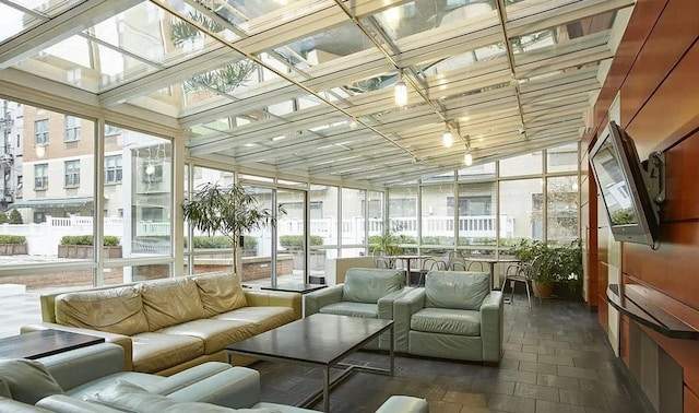 516 W 47th St Unit N-4D, New York City, NY 10036 - sunroom / solarium featuring lofted ceiling