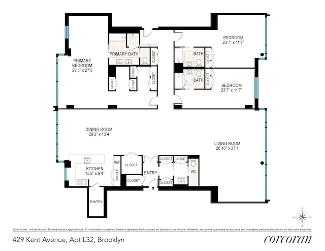 429 Kent Ave Unit L32, New York City, NY 11249 - floor plan / room layout