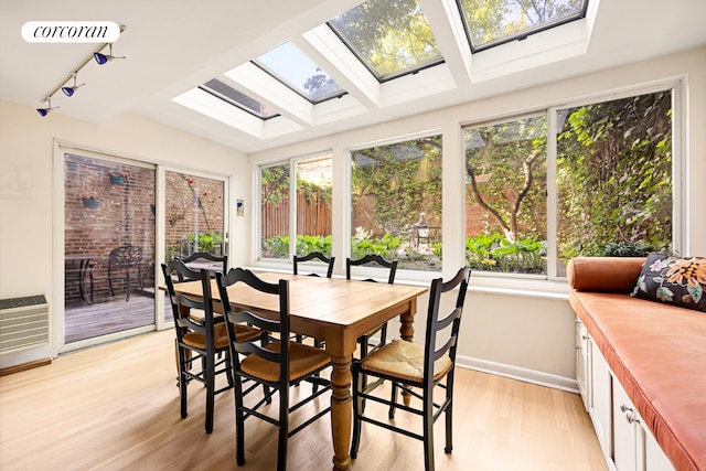 252 W 21st St Garden, Unit Garden, New York City, NY 10011 - sunroom / solarium with a skylight, healthy amount of natural light, wood finished floors, and track lighting