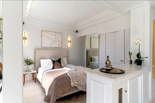 401 E 86th St Unit 18C, New York City, NY 10028 - bedroom featuring ornamental molding