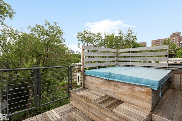 272 Lafayette Ave, New York City, NY 11238 - wooden deck featuring a covered hot tub