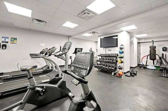 254 Park Ave S Unit 9D, New York City, NY 10010 - gym with a drop ceiling