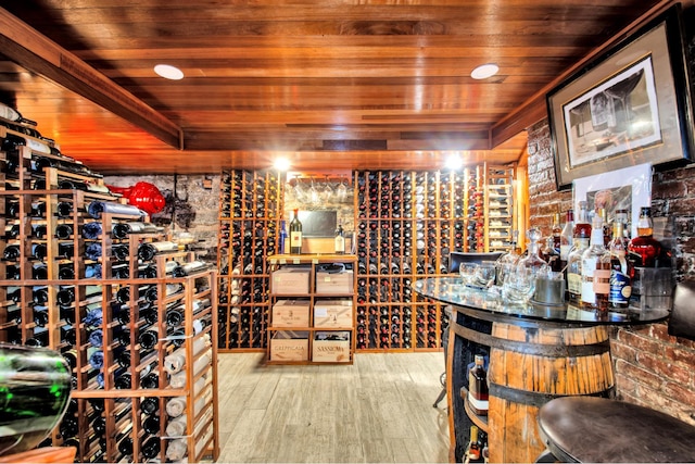 307 E 87th St, New York City, NY 10128 - wine room featuring wood ceiling and hardwood / wood-style flooring