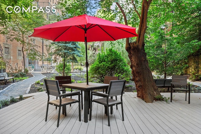159-34 Riverside Dr W Unit 5A, New York City, NY 10032 - wooden terrace featuring outdoor dining space