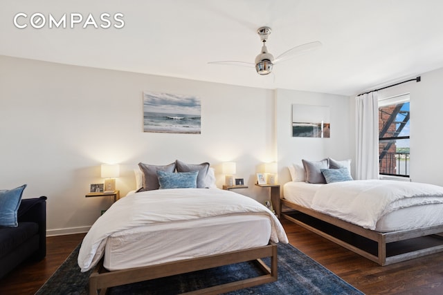 159-34 Riverside Dr W Unit 5A, New York City, NY 10032 - bedroom with wood finished floors, ceiling fan, and baseboards
