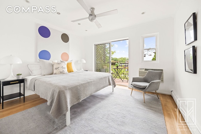 222 23rd St Unit C, New York City, NY 11232 - bedroom featuring access to exterior, wood finished floors, and crown molding