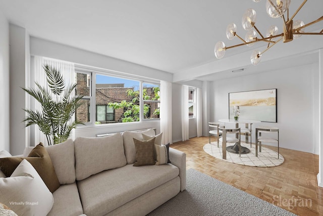 445 E 86th St Unit 6G, New York City, NY 10028 - living area featuring a chandelier