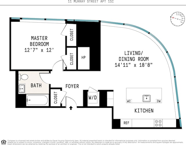 111 Murray St Unit 11C, New York City, NY 10007 - property floor plan