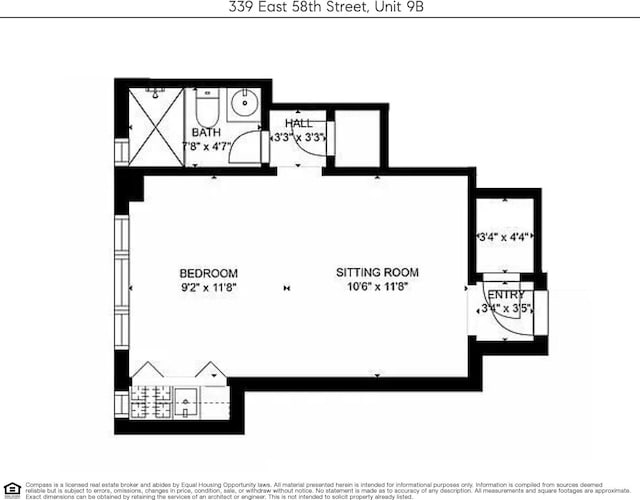 339 E 58th St Unit 9B, New York City, NY 10022 - floor plan / room layout
