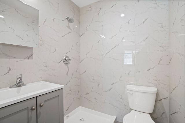 60-14 Menahan St, New York City, NY 11385 - full bath featuring tile walls, a shower stall, and vanity