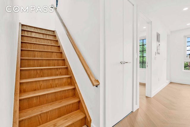 90 Herbert St Ph, Ph, New York City, NY 11222 - stairway with recessed lighting and wood finished floors