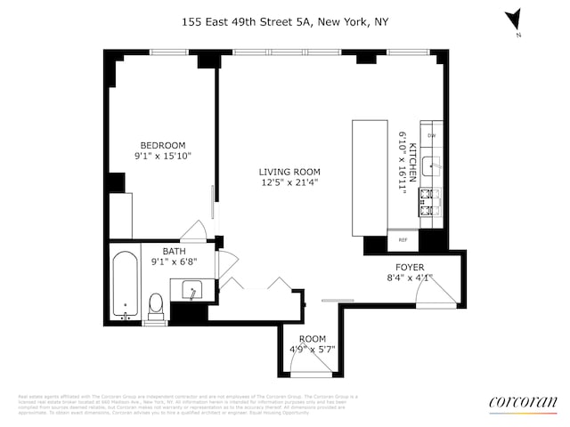 155 E 49th St Unit 5A, New York City, NY 10017 - view of room layout