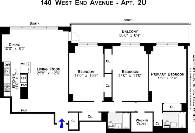 142 W End Ave Unit 2U, New York City, NY 10023 - room layout