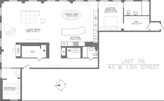 43 W 13th St Unit 7R, New York City, NY 10011 - room layout
