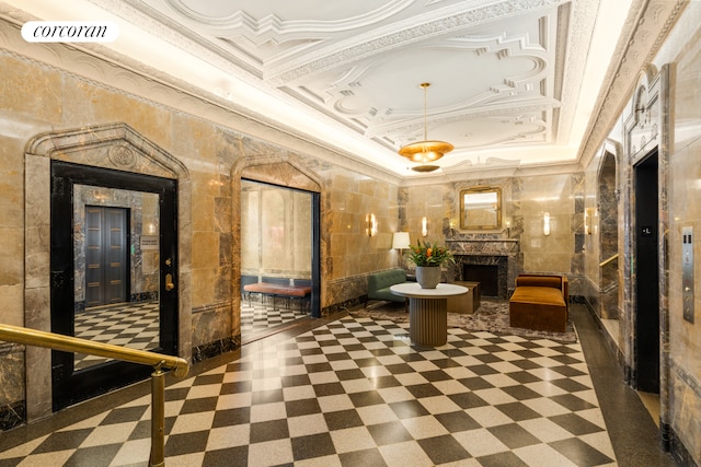 170 2nd Ave Unit 9B, New York City, NY 10003 - common area with ornamental molding and tile walls