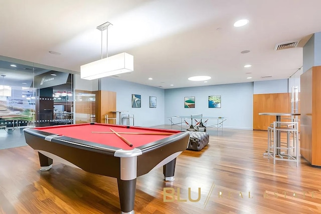 60 Riverside Blvd Unit 2403, New York City, NY 10069 - rec room featuring wood finished floors, billiards, recessed lighting, and baseboards