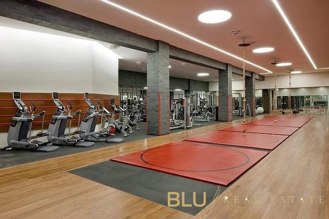 60 Riverside Blvd Unit 2403, New York City, NY 10069 - exercise room featuring wood finished floors