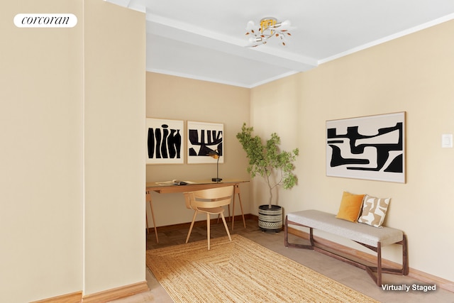 1311 Brightwater Ave Unit 14B, New York City, NY 11235 - office area with crown molding and baseboards