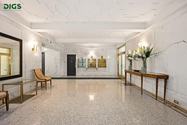135 W 79th St Unit 1D, New York City, NY 10024 - building lobby featuring beam ceiling and crown molding