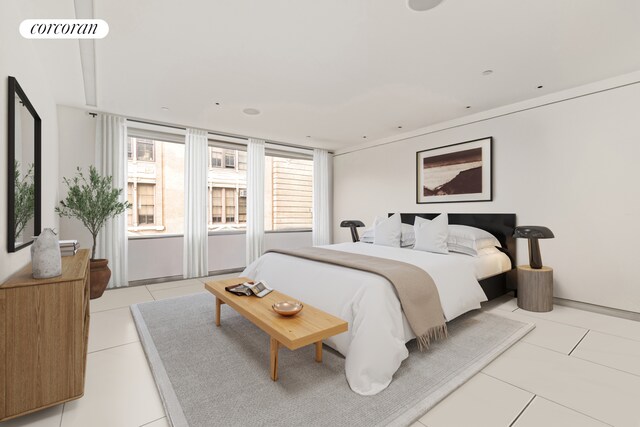 145 6th Ave Unit 5C, New York City, NY 10013 - bedroom with multiple windows and light tile patterned floors