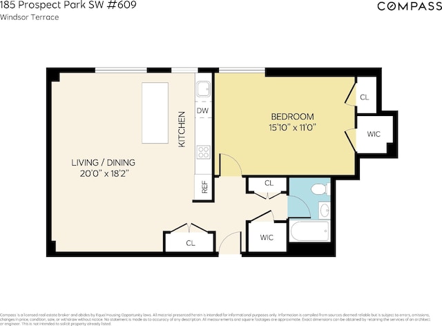 185 Prospect Park SW Unit 609, New York City, NY 11218 - room layout