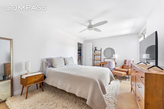 185 Prospect Park SW Unit 609, New York City, NY 11218 - bedroom with light wood finished floors and ceiling fan