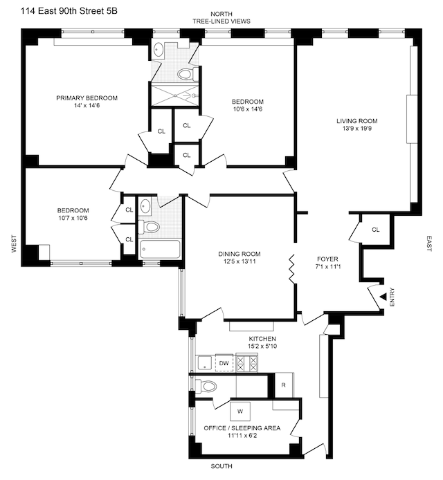 114 E 90th St Unit 5B, New York City, NY 10128 - home floor plan