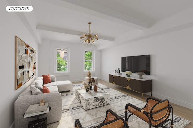 114 E 90th St Unit 5B, New York City, NY 10128 - living area featuring a chandelier and wood finished floors