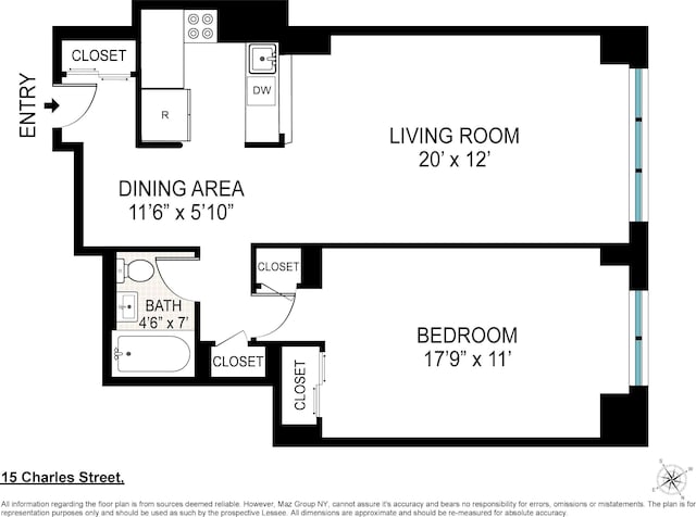 15 Charles St Unit 2H, New York City, NY 10014 - floor plan / room layout