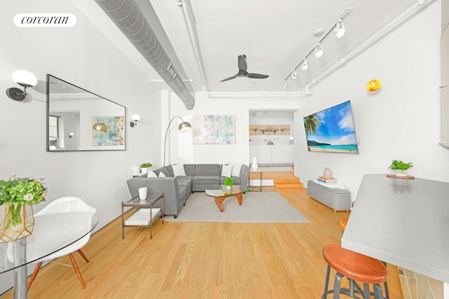 176 Johnson St Unit 2E, New York City, NY 11201 - living room with ceiling fan and wood finished floors