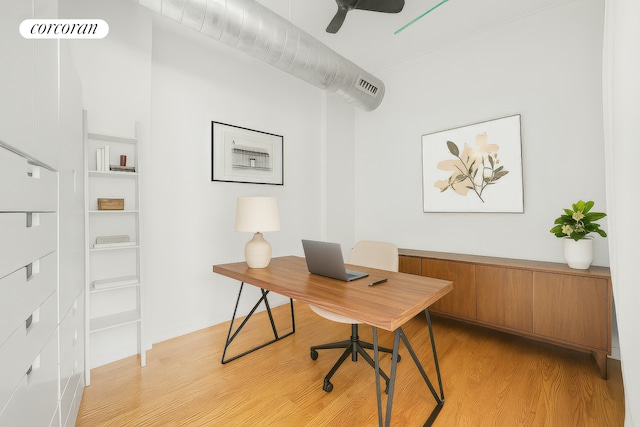 176 Johnson St Unit 2E, New York City, NY 11201 - office area featuring light wood-type flooring and ceiling fan