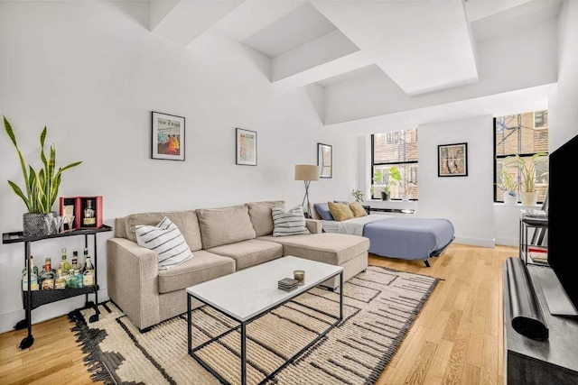 99 John St Unit 1011, New York City, NY 10038 - living room with light wood-style floors and baseboards