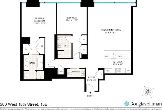 500 W 18th St Unit East15E, New York City, NY 10011 - view of floor plan / room layout