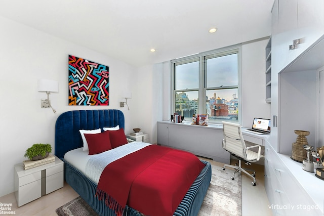 120 E 87th St Unit R14F, New York City, NY 10128 - bedroom featuring recessed lighting and built in study area