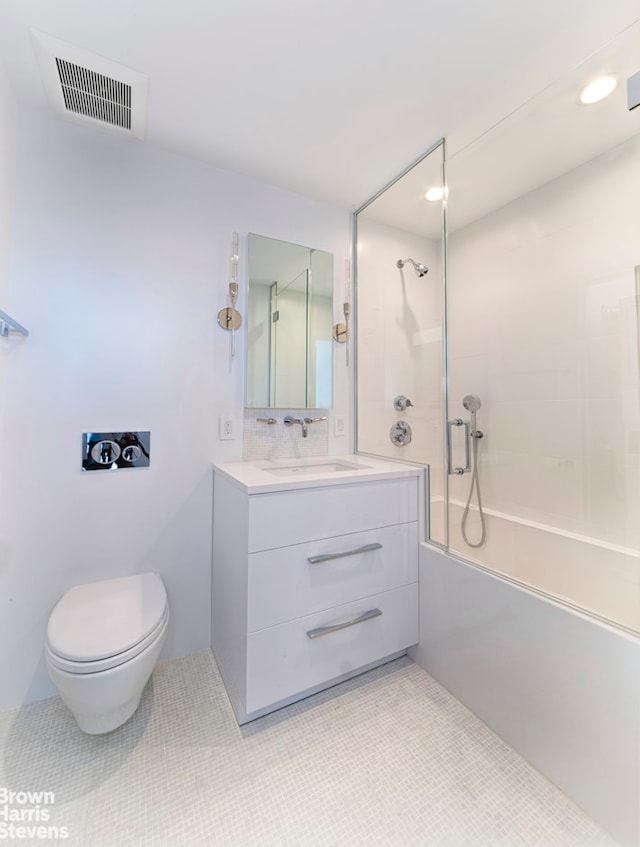 120 E 87th St Unit R14F, New York City, NY 10128 - bathroom featuring vanity, tile patterned floors,  shower combination, and recessed lighting