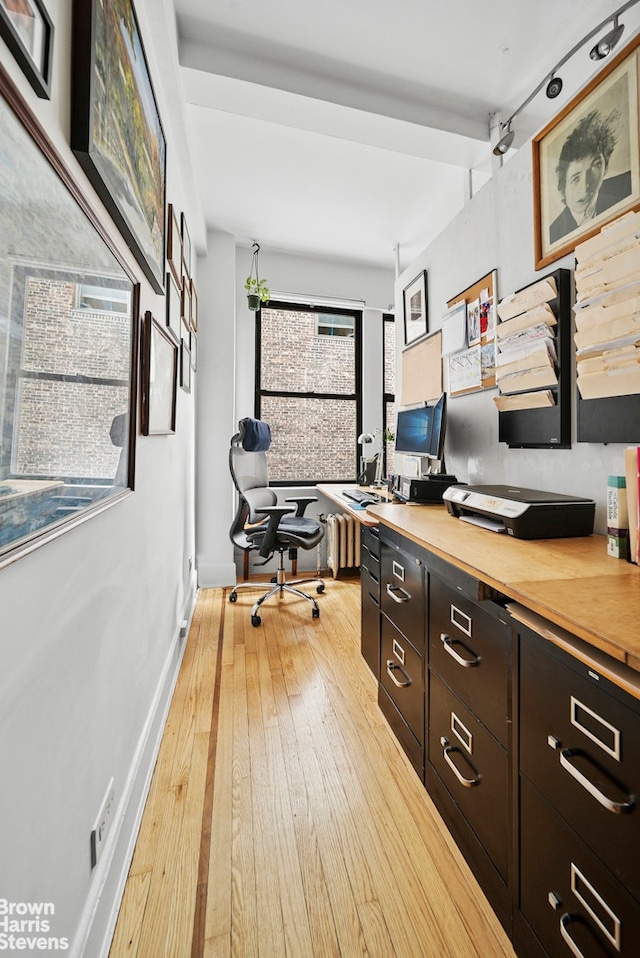 155 E 91st St Unit 5C, New York City, NY 10128 - office area with light wood finished floors and built in desk