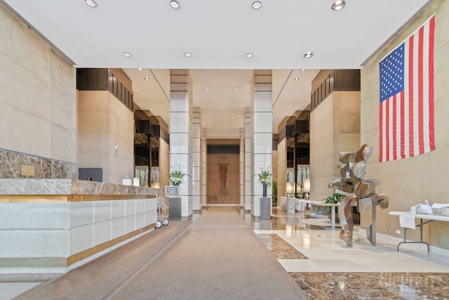 330 E 38th St Unit 8Ij, New York City, NY 10016 - community lobby with recessed lighting