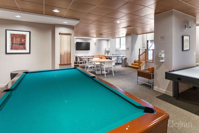 330 E 38th St Unit 8Ij, New York City, NY 10016 - game room with pool table, carpet floors, baseboards, and recessed lighting