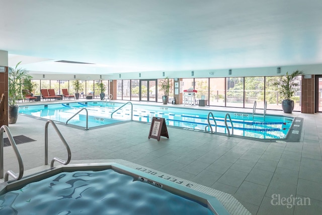 330 E 38th St Unit 8Ij, New York City, NY 10016 - indoor pool featuring a patio area and an in-ground hot tub