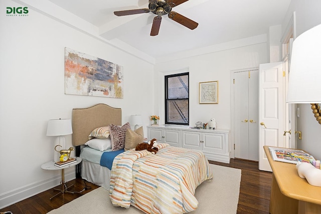 1049 Park Ave Unit 7A, New York City, NY 10028 - bedroom featuring dark wood-type flooring and ceiling fan