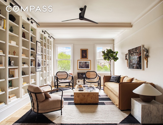 170 2nd Ave Unit 6B, New York City, NY 10003 - sitting room with crown molding and ceiling fan