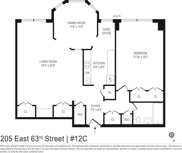 205 E 63rd St Unit 12C, New York City, NY 10065 - view of floor plan / room layout