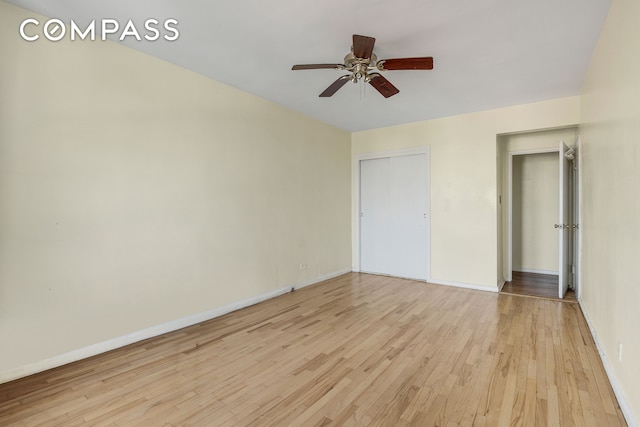 9801 Shore Rd Unit 4P, New York City, NY 11209 - unfurnished bedroom featuring light wood-style floors and a ceiling fan