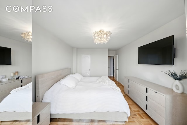 1360 Ocean Pkwy Unit 7B, New York City, NY 11230 - bedroom featuring a chandelier