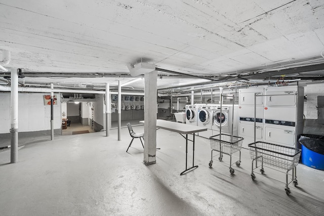 41-25 44th St Unit C5, New York City, NY 11104 - unfinished below grade area with estacked washer and dryer and washer and dryer